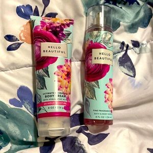 Bath and Body Works Hello Beautiful Body Cream and Fine Fragrance Mist Set